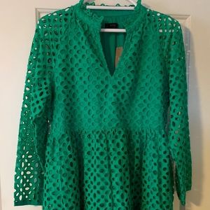 J Crew Size Medium Green Eyelet Dress